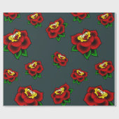 伝統的なばら色の入れ墨の包装紙 ラッピングペーパー (フラット)