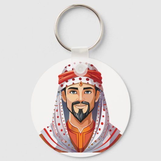 伝統的なアラビア風またはイスラム教徒の帽子 キーホルダー (正面)