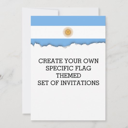 伝統的なアルゼンチンの旗 招待状 (正面)