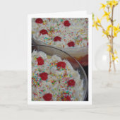 伝統的なイギリスのトリフルデザート料理 カード (黄色い花)