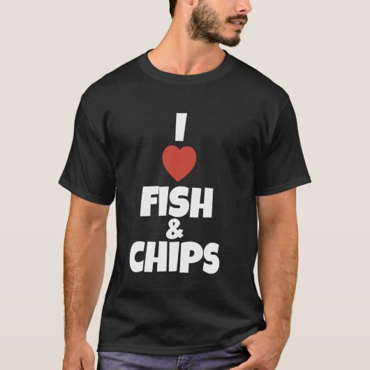 伝統的なイギリスのフィッシュ&チップスのハート Tシャツ (正面)