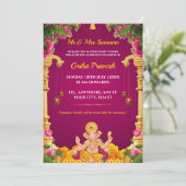 伝統的なインドのグリハプラヴェシュカード 招待状 (スタンド正面)