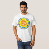 伝統的なインドのスタイルMandanaのOm Tシャツ (正面フル)
