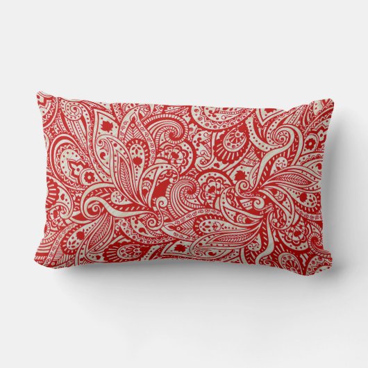 伝統的なインドのブロックプリントのペイズリー模様のな枕 ランバークッション (裏面)