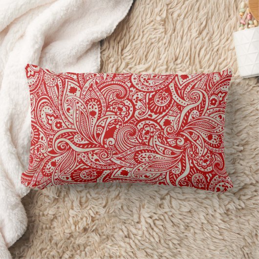 伝統的なインドのブロックプリントのペイズリー模様のな枕 ランバークッション (ブランケット)