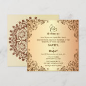 伝統的なインドの結婚式の招待状カード 招待状 (正面/裏面)