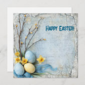 伝統的なイースターエッグと水仙 シーズンカード (正面/裏面)