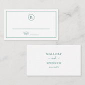 伝統的なエメラルドグリーンエレガントな結婚式 プレイスカード (正面/裏面)