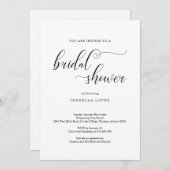 伝統的なエレガントなカリグラフィー ブライダルシャワー 招待状 (正面/裏面)