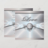 伝統的なエレガントなパールホワイトのウェディング 招待状 (正面/裏面)