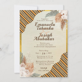 伝統的なオレンジとアイボリーのケンテ結婚式招待状 招待状