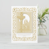 伝統的なカトリックの聖体拝領の花飾り 招待状 (スタンド正面)