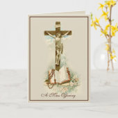 伝統的なカトリック宗教のミサ奉献十字架 カード (黄色い花)