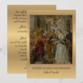 伝統的なカトリック宗教の結婚式招待状 招待状 (正面/裏面)