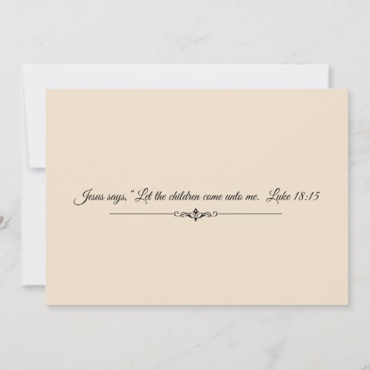 伝統的なカトリック教の幼児洗礼の招待状 招待状 (裏面)