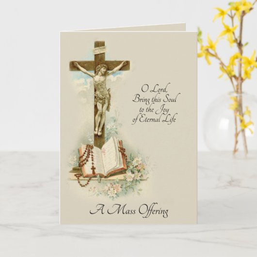 伝統的なカトリック教の悔やみや弔慰の多くの提供の十字 カード (黄色い花)