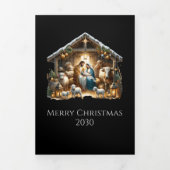 伝統的なキリスト降誕の教会のクリスマス 三つ折りクリスマスカード (カバー)