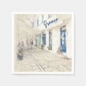 伝統的なギリシャの通り スタンダードカクテルナプキン (正面)