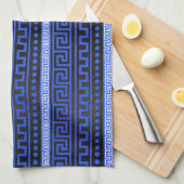 伝統的なギリシャの雷文パターン キッチンタオル (四つ折り)