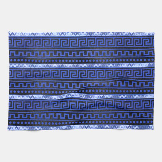 伝統的なギリシャの雷文パターン キッチンタオル (横)