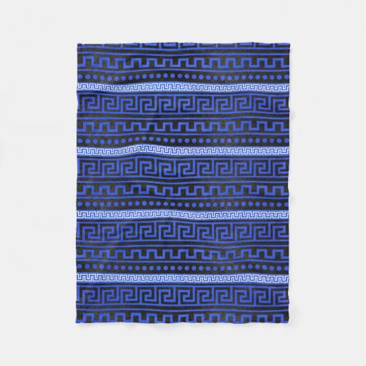 伝統的なギリシャの雷文パターン フリースブランケット (正面)