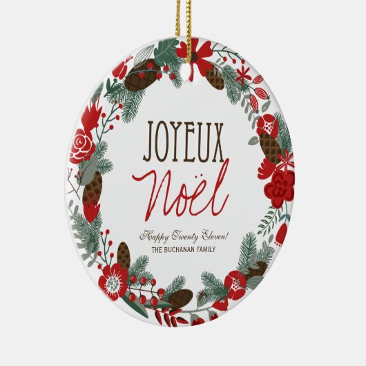 伝統的なクリスマスのリースの写真のオーナメント セラミックオーナメント (右)