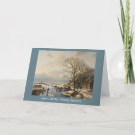 伝統的なクリスマスの冬の景色の年賀状 シーズンカード