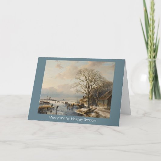 伝統的なクリスマスの冬の景色の年賀状 シーズンカード (正面)