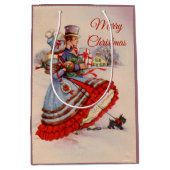 伝統的なクリスマスの買い物 ミディアムペーパーバッグ (正面)