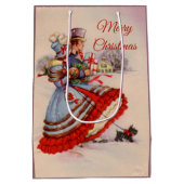 伝統的なクリスマスの買い物 ミディアムペーパーバッグ (裏面)