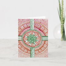 伝統的なクリスマスはダマスク織のインディアンの曼荼羅を着色します