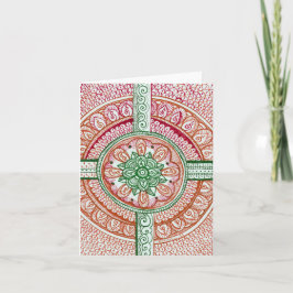 伝統的なクリスマスはダマスク織のインディアンの曼荼羅を着色します シーズンカード