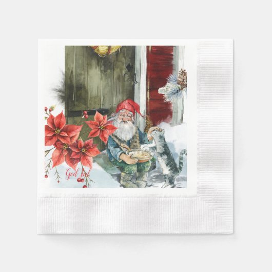 伝統的なクリスマスカード 縁ありカクテルナプキン (正面)