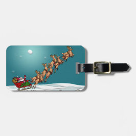 伝統的なクリスマスサンタおよびトナカイ ラゲッジタグ