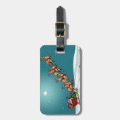 伝統的なクリスマスサンタおよびトナカイ ラゲッジタグ (正面縦)