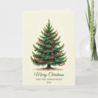 伝統的なクリスマスツリーの家族の休日の挨拶 カード