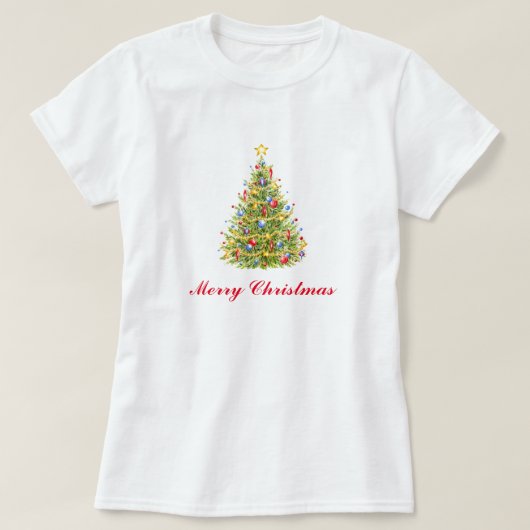 伝統的なクリスマスツリーグリーティングカード Tシャツ (デザイン正面)