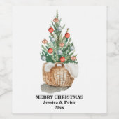 伝統的なクリスマスツリー ワインボトルラベル ワインラベル (シングルラベル)