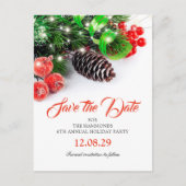 伝統的なクリスマスホリデーパーティーの日程を保存しよう 案内ポストカード (正面)