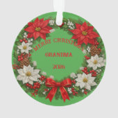 伝統的なクリスマスポインセチアのリースの写真 オーナメント (裏面)