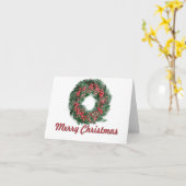 伝統的なクリスマスリースのイラスト 写真なし カード (黄色い花)