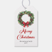伝統的なクリスマスリースのホリデーラベル ギフトタグ (正面)