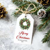 伝統的なクリスマスリースのホリデーラベル ギフトタグ