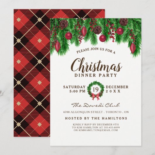 伝統的なクリスマス パーティーの招待状 招待状 (正面/裏面)
