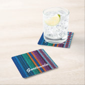 伝統的なグアテマラの生地の織り方のカスタムの文字 スクエアペーパーコースター (インサイチュ)