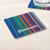伝統的なグアテマラの生地の織り方のカスタムの文字 スクエアペーパーコースター (アングル)