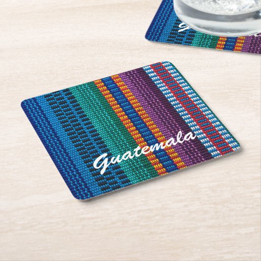 伝統的なグアテマラの生地の織り方のカスタムの文字 スクエアペーパーコースター (アングル)