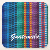 伝統的なグアテマラの生地の織り方のカスタムの文字 スクエアペーパーコースター (正面)