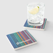 伝統的なグアテマラの生地の織り方のカスタムの文字 ストーンコースター (横)