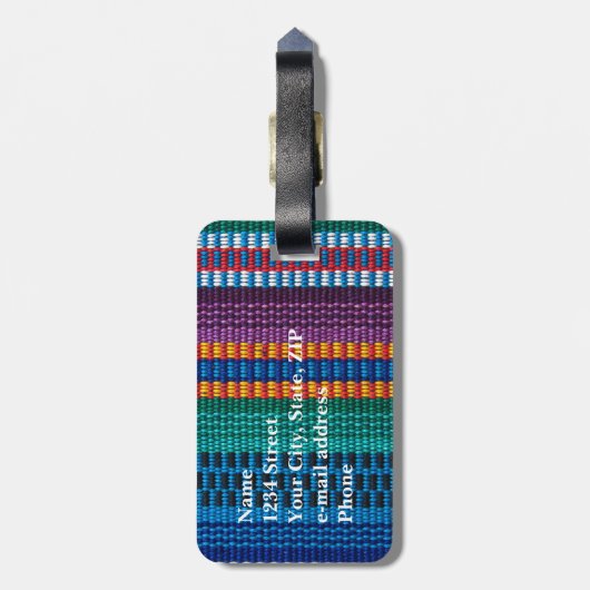伝統的なグアテマラの生地の織り方のカスタムの文字 ラゲッジタグ (裏面縦)